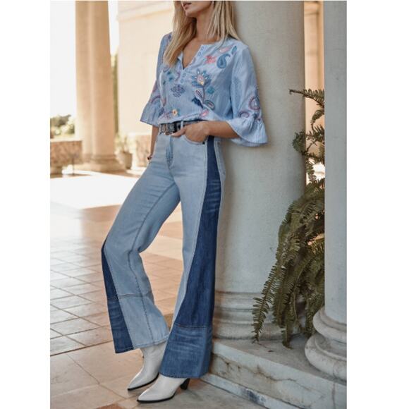 JOHNNY WAS Barine Stripe 100% Silk Nielly Ruffle Sleeve Blouse Size XS Oversize - Picture 5 of 9